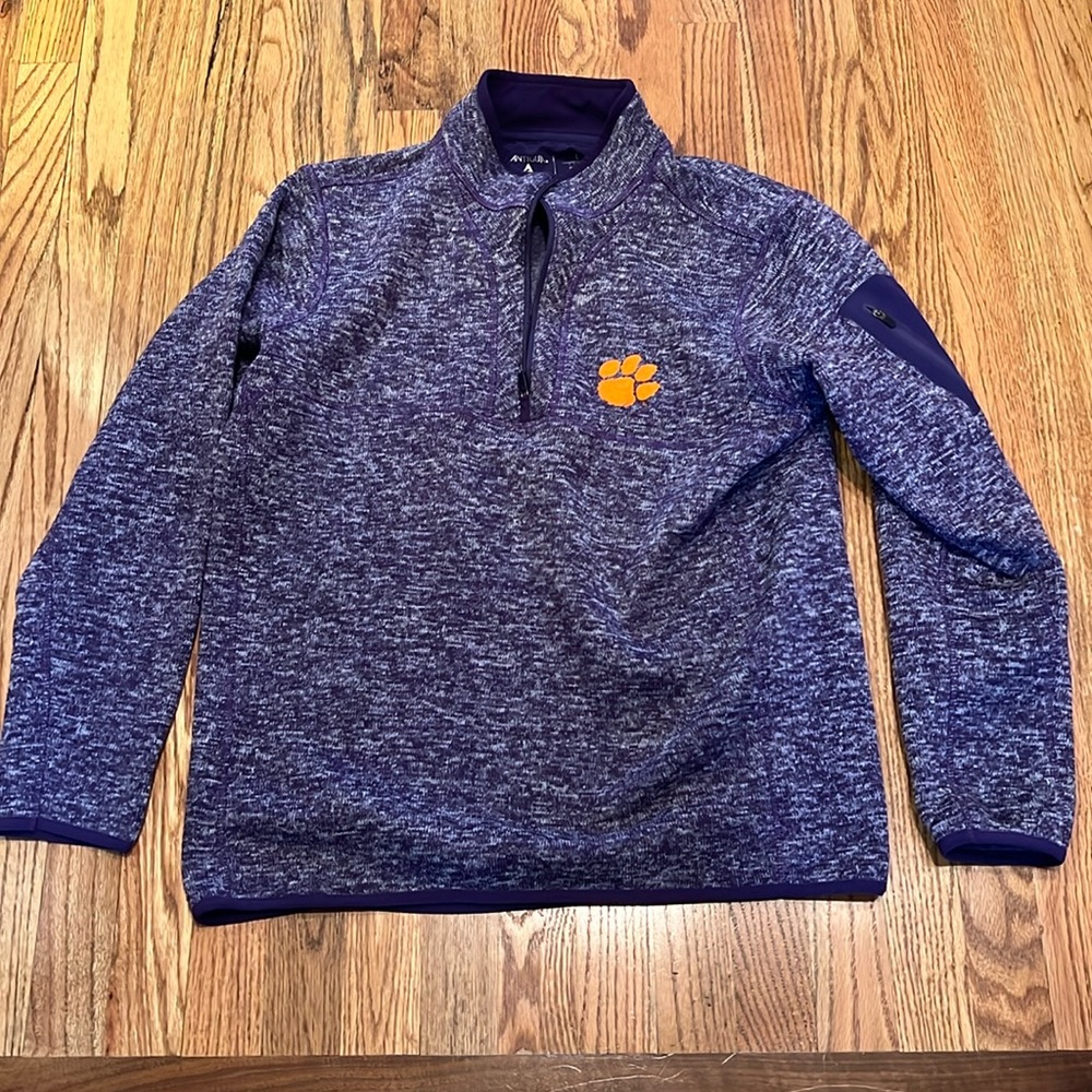 Antigua Clemson Fleece Quarter Zip Pullover